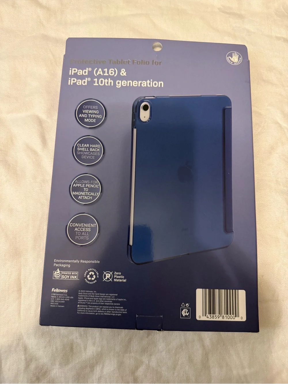 Body Glove Navy Blue Tablet Folio Case for iPad 10th Gen